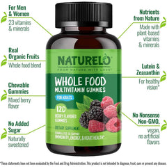 Naturelo Whole Food Multivitamin Gummies for Adults | Natural Vitamins, Sugar-Free Formula | Immune Support & Energy Boost