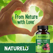 Naturelo Whole Food Multivitamin Gummies for Kids - Natural Vitamins, Fruit Extracts, Sugar-Free - Immune Support for Childre