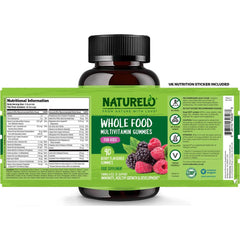 Naturelo Whole Food Multivitamin Gummies for Kids - Natural Vitamins, Fruit Extracts, No Sugar - Immune Support & Growth Boos