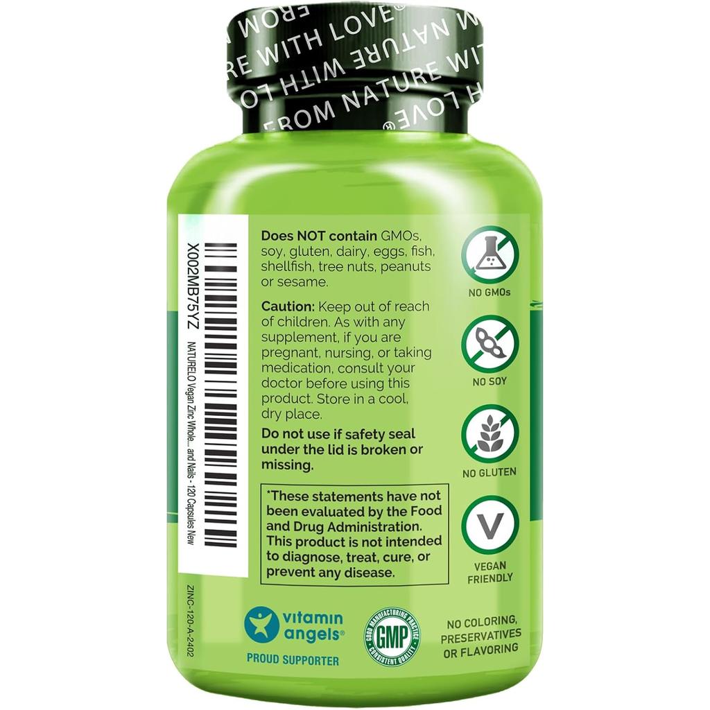 NATURELO Zinc with Vitamin C & Whole Foods, image 2