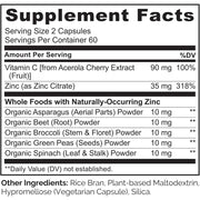 Naturelo Whole Food Vegan Zinc Supplement - Immune Support & Skin Health - Plant-Based Zinc Alternative - 60 Capsules