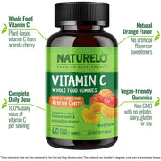 Naturelo Whole Food Vitamin C Gummies - Immune Support, Antioxidant Boost - Chewable Citrus Supplements