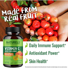 Naturelo Whole Food Vitamin C Gummies - Immune Support with Natural Ingredients - Vegan & Delicious - Antioxidant Boost