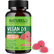 Naturelo Whole Food Vitamin D3 Gummies for Adults - Immune Support & Bone Health Supplement - 60 Count