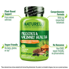NATURELO Premium Supplements Prostate & Urinary Health, 60 Capsules