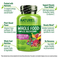 NATURELO Premium Supplements Whole Food Multivitamin + Beauty Blend