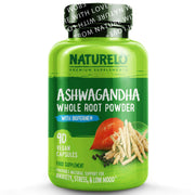 NATURELO® United Kingdom Health and Beauty 90 Capsules Ashwagandha Root Pure Dried Herb with Black Pepper Extract