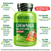 NATURELO® United Kingdom Health and Beauty Chewable Multivitamin for Children with Natural Vitamins, Fruit Extracts & No Sugar