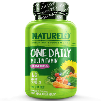 NATURELO® United Kingdom Health and Beauty One Daily Multivitamin for Women 50+ with Fruit Extracts & Without Iron