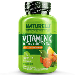 NATURELO® United Kingdom Health and Beauty Vitamin C with Acerola Cherry & Citrus Bioflavonoids