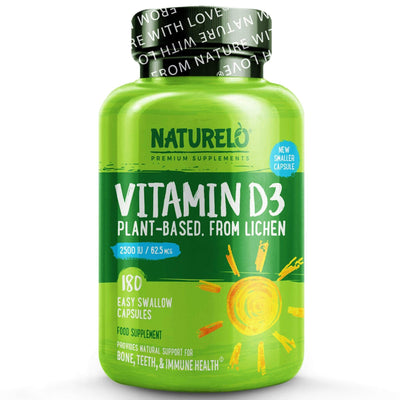NATURELO® United Kingdom Health and Beauty Vitamin D from Natural Wild Harvested Lichen 2500 IU