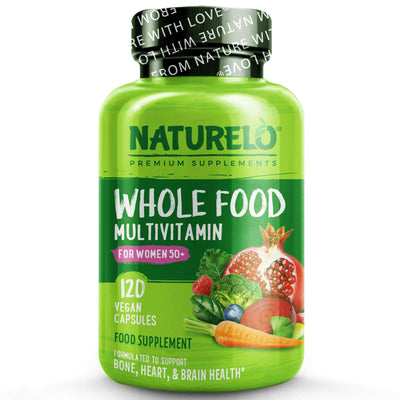 NATURELO® United Kingdom Health and Beauty Whole Food Multivitamin For Women 50+ with Natural Vitamins, Bone Blend & No Iron